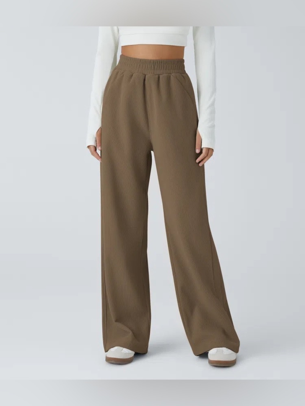 Halara High Waisted Pocket Straight Leg Baggy Mop Corduroy Casual Pants